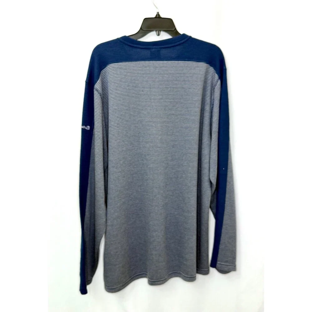Avalanche Mens XXL Henley Shirt Long Sleeve Waffle Textured Stripe Blue White